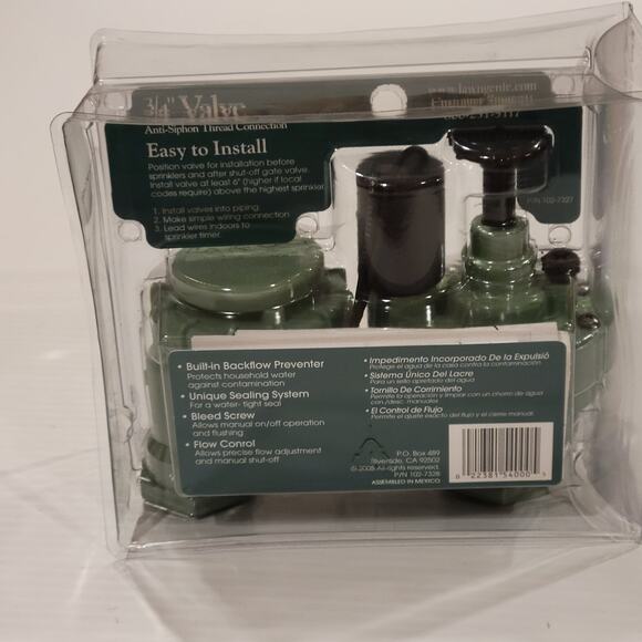 Lawn Genie RJ 3/4" Anti-Siphon Valve with Flow Control - 54000 New, sealed - Picture 9 of 14